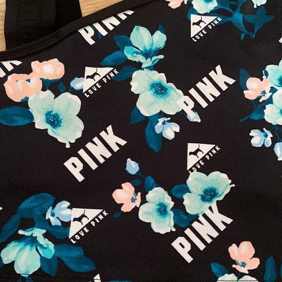 Victoria Secret Pink Floral Logo Sports Bra- Size XS - Picture 2 of 7